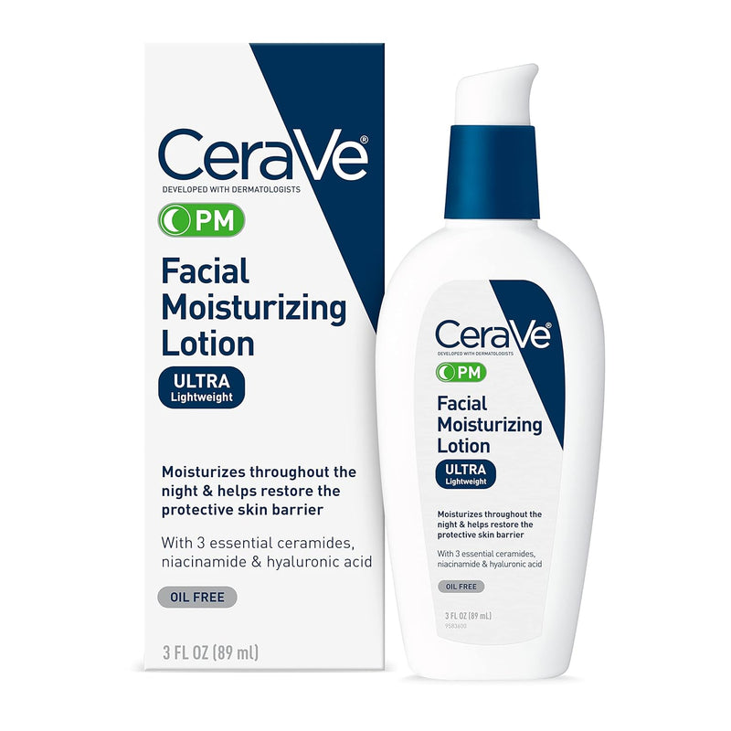 Cerave Pm Facial Moisturizing Lotion, 3 Oz., Multiplied With Derma Roller, 3 Fl Oz (Pack Of 1)