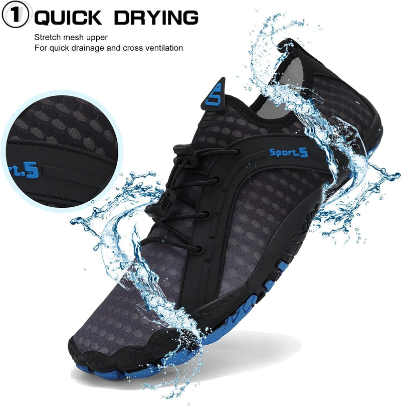 TcIFE Water Shoes for Men Women, Beach Shoes Summer Outdoor Footwear, Barefoot Socks, Quick Dry, for Beach, Swim, Pool, Surf, Boat, with Drain Holes