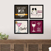 kotart Engineered Wood Photo Frames For Kitchen And Restaurant Wall Decoration - Food Quotes Decor Poster With Frame (11 Inch X 11 Inch, Multi) Design-2, Square)