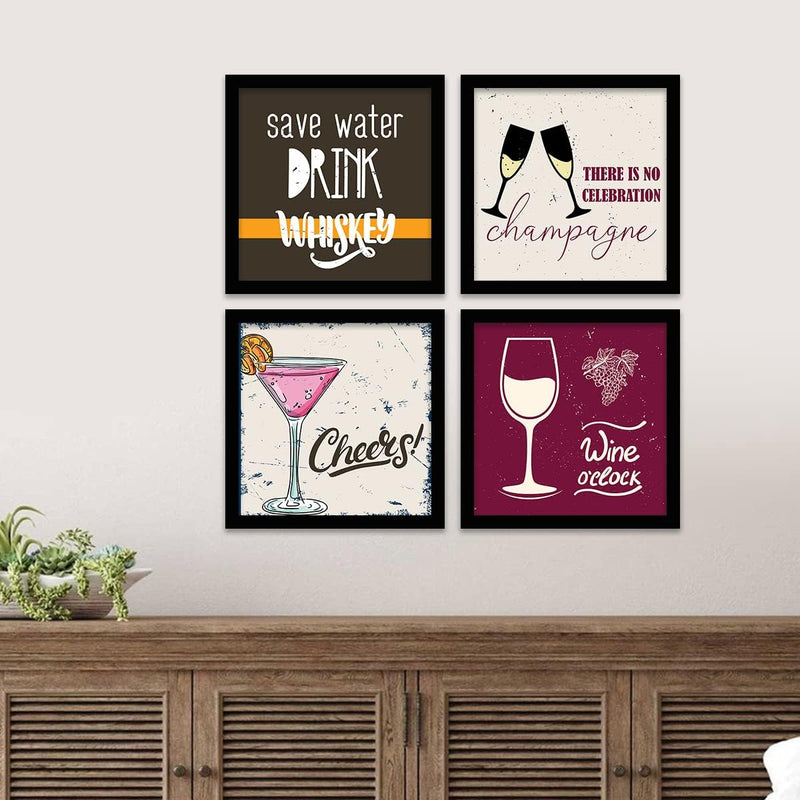 kotart Engineered Wood Photo Frames For Kitchen And Restaurant Wall Decoration - Food Quotes Decor Poster With Frame (11 Inch X 11 Inch, Multi) Design-2, Square)