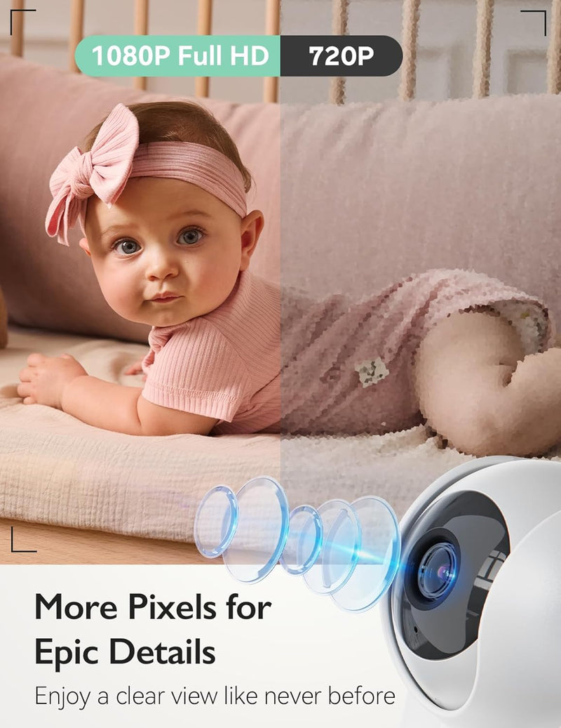 Momcozy - Video Baby Monitor, 5.5" 1080P Full HD Baby Monitor with WiFi Free Camera, Infrared Night Vision, 5800mAh 120H Battery, ECO, VOX, 2-Way Audio,