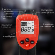 high precision infrared thermometer professional industrial temperature gun etm550 non-contact lcd display digital laser thermometer-50550ƒ - ETM550