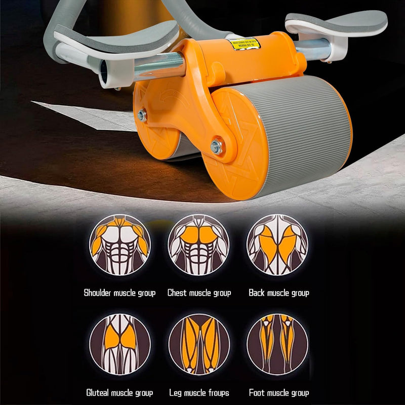 SKY LAND Ab Roller Wheel with Automatic Rebound, Elbow Support & Smart Counter Abdominal Exercise Equipment with Knee Pad, Silent Dual Wheel Core Trainer for Men & Women Home Fitness EM-9362-TS