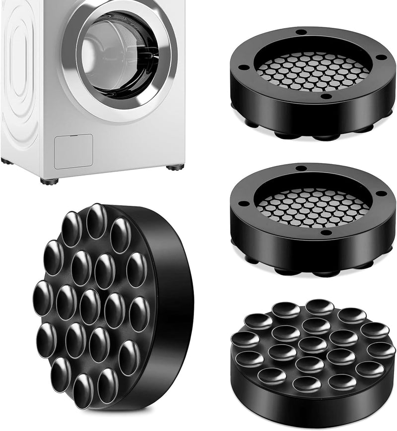 4PCS Anti Vibration Pads for Washing Machine, Washing Machine Stabilizer, Universal Washer Dryer Anti Vibration Pads, Silicone Non-Slipping Sound Absorbing Mat, Laundry Room Accessories (Black)