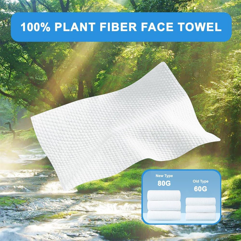 160 Count Disposable Face Towels, Ultra Soft & Thick Facial Wash Cloth for Sensitive Skin, Makeup Removal, Wet & Dry Use, Biodegradable Face Wipes for Skin Care and Cleansing, Comes with Hook