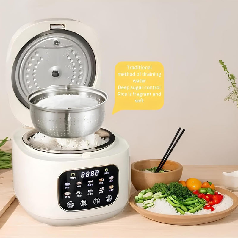 XVersion 3L Low Sugar Rice Cooker with Steamer – Smart Multi Cooker for Rice, Soup, Stew & Cake – Timer, Reservation & Keep Warm - Electric Rice Maker for Home/Kitchen/Family (Cream, 3L)