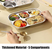 Stainless Steel Lunch Box with Plastic Lids - Bento Box 5 Compartments Reusable Meal Prep for Kids Adult School, Home Lunch, Travel