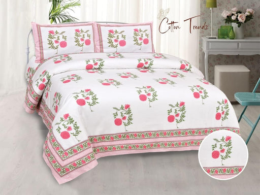 SUFAYA FAB Printed Indian Sanganer Twill Cotton Premium Big Size Bedsheets for Modern Look(108x108) inches with Two Pillow (17x27) inches