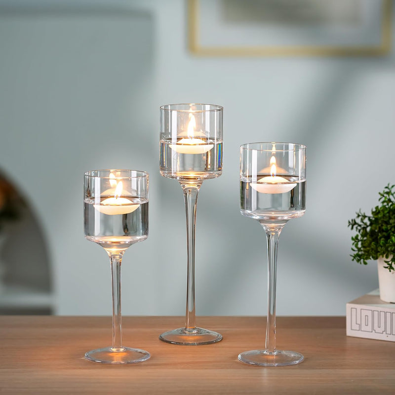 Nuptio Set of 3 Elegant Tea Light Glass Candle Holders Wedding Table Centrepiece