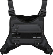 Sports Chest Bag For Men Women, Water Resistant Lightweight Front Chest Pack, Running Vest Bag With Built-In Phone Holder & Extra Storage For Workouts, Running, Cycling - Black