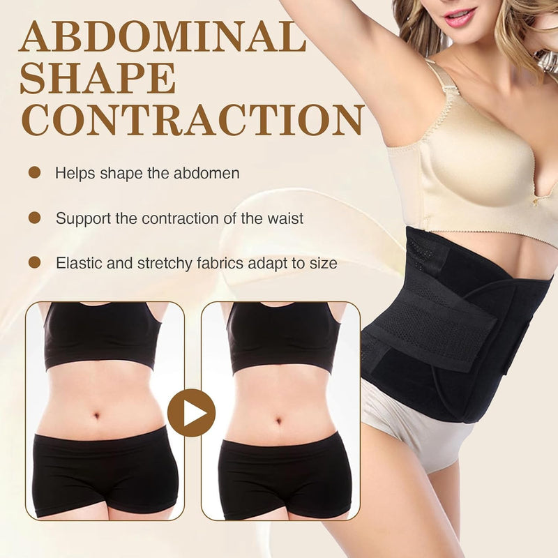 Postpartum Belly Wrap for Women, Waist Support Shapewear Girdle, Adjustable Body Shaper Waist Band, Breathable Slimming Belly Support Belt, Black