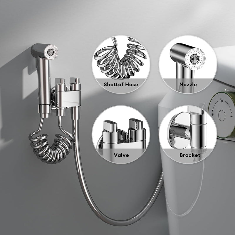 JOMOO Shattaf Set, Bidet Sprayer for Toilet with 60inch Stainless Steel Bidet Hose and Valve for Pet Bath,Water Flower,Hygiene Toilet Cleanser Spray, Gray