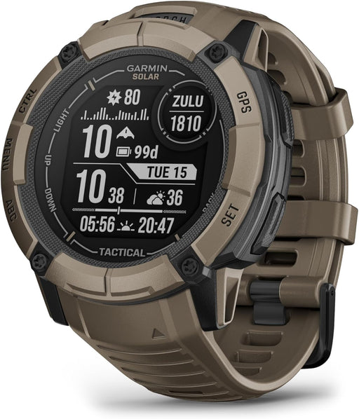 Solar Charging Smartwatch Instinct 2X Solar - Tactical Edition Fitness Watch with Unlimited Battery Life, Built-in LED Flashlight and Built-in Sports Apps 24/7 Health Monitoring