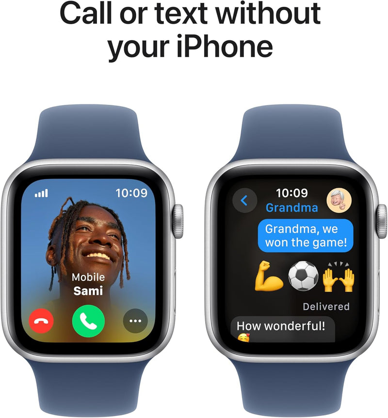 Apple Watch SE (2nd Gen) GPS + Cellular 40mm Smartwatch with Silver Aluminium Case with Denim Sport Band - M/L. Fitness and Sleep Trackers, Crash Detection, Heart Rate Monitor, Retina Display