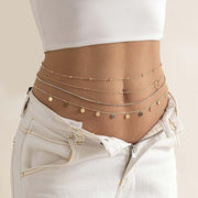 Waist Chain for Women, Metal Waist Chain Belts Set of 4, Gold Body Jewelry for Beach Parties and Evening Events, Alloy Material Layered Design for Daily Wear and Special Occasions