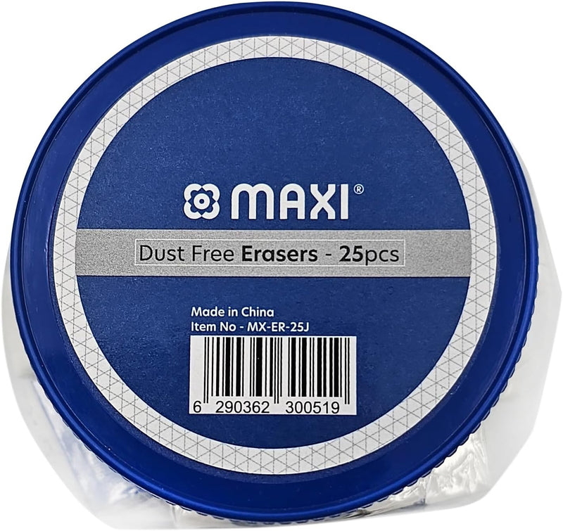 Maxi Classic Dust Free Eraser Medium Pack of 25 pc Jar For erasing performance for School, Office and Home
