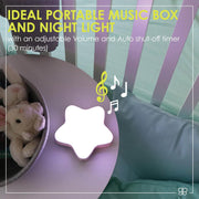 Bblüv - Stär Portable Night Light Kids & Baby Sound Machine 2 in 1 15 Songs Calming White Noise Machine Heartbeat or Waves Sound Auto Shut-Off Timer Adjustable Volume Ideal for Nursery