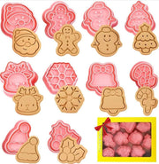 JKWINS 10 Pieces Christmas Cookie Cutters Snowman, Elk, Christmas tree Socks Mini Christmas Cookie Stamps Christmas Shapes 3D Plastic Cookie Cutters for Kids Fondant Cookie Baking