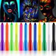 12 Colors Face Paint Crayons for Kids, Face & Body Paint Sticks, Halloween and Party Makeup, Non-Toxic Washable Face Painting, Water Based Twist up Face Painting Crayons
