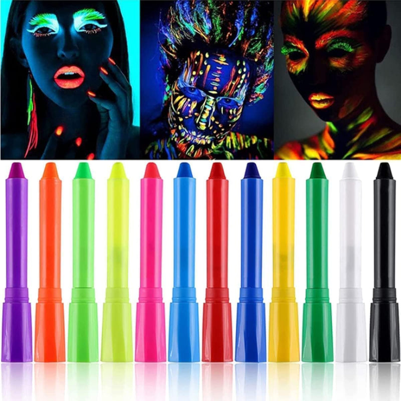 12 Colors Face Paint Crayons for Kids, Face & Body Paint Sticks, Halloween and Party Makeup, Non-Toxic Washable Face Painting, Water Based Twist up Face Painting Crayons