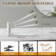 Beauenty 10 pcs Shoe Slots Organizer, Adjustable Shoe Organizer, Space-Saving Shoe Stacker for Closet Storage, Durable Shoe Slots with 3 Adjustable Heights and Anti-Slip Design,Fits Most Shoes