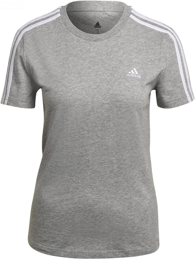 womens Essentials Slim 3-Stripes T-Shirt - Grey