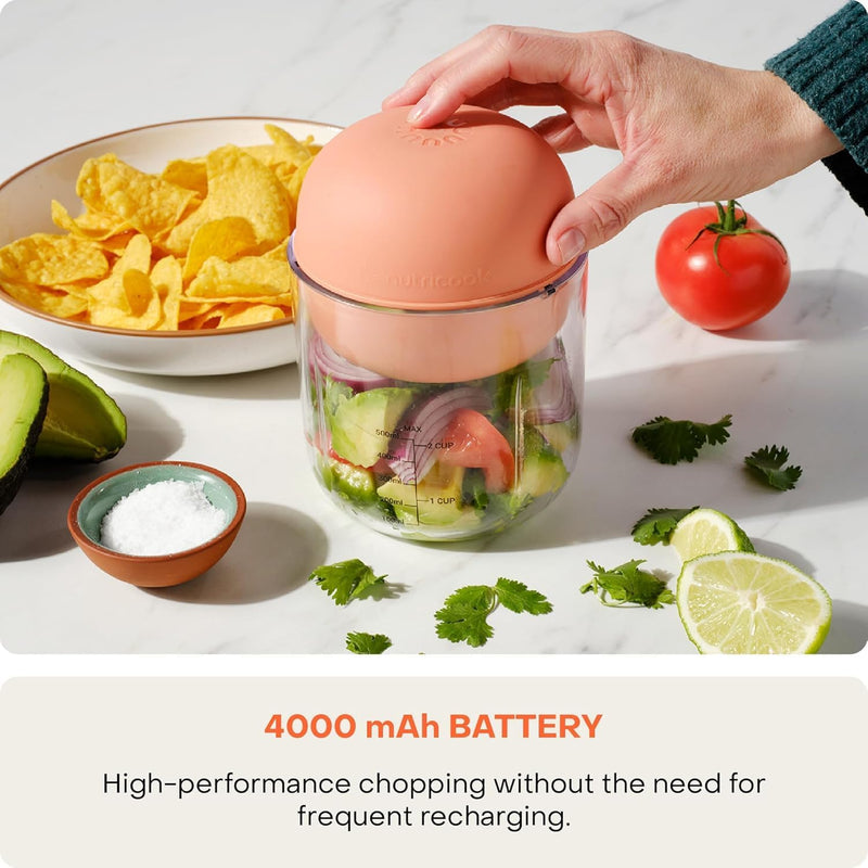 Choppi Cordless Rechargeable Chopper, Pulse & Steady Modes, 500ml BPA Free Tritan Cup, 4000 mAh Battery, SS 304 Quad Blade, CH600, Canyon Sunset, Designed in California, 1 Year Warranty - UAE Version Canyon Sunset
