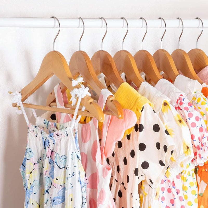 HOUSE DAY Wooden Baby Hangers for Closet 20 Pack, Kids Wooden Hangers Baby Clothes Hangers, 360° Swivel Hook Heavy Duty Toddler Hangers Baby Coat Hangers for Suits, Pants and Jackets, Natural