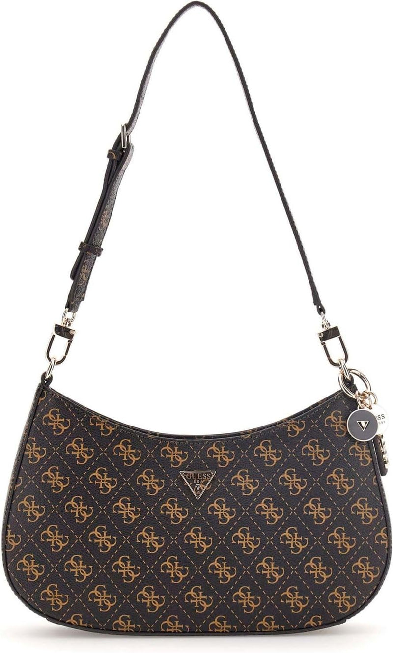 Womens Noelle Top Zip Shoulder Bag Handbag - Brown Logo