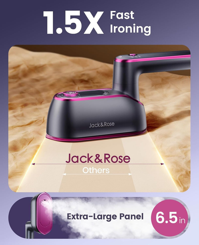 Jack Rose Travel Steamer for Clothes 1200w,Steam Iron,Portable Handheld Travel Size Steamer iron,8S Fast Heat-Up,Large Ceramic Heat Panel(Purple-Gray)