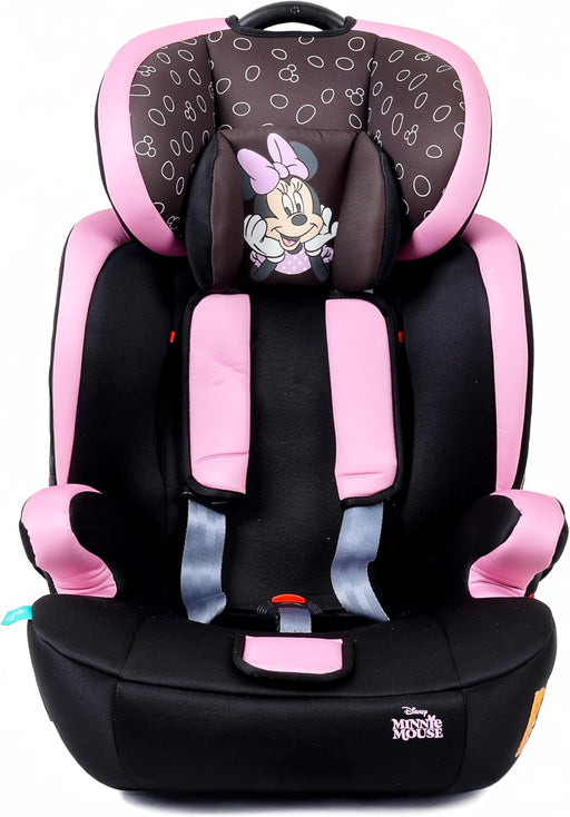 Disney Minnie Mouse Baby/Kids 3-in-1 Car Seat + Booster Seat - Adjustable Backrest - Extra Protection - Suitable from 9 months to 12 years (Group 1/2/3), Upto 36kg (Official Disney Product)
