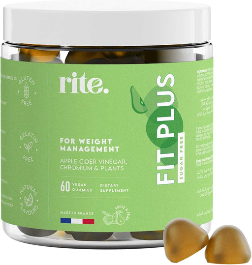 FIT PLUS Sugar-free Vitamin Gummies Apple cider Vinegar, Chromium, Green tea extract & chicory Prebiotics For blood sugar, metabolism, weight Apple & Pear flavour