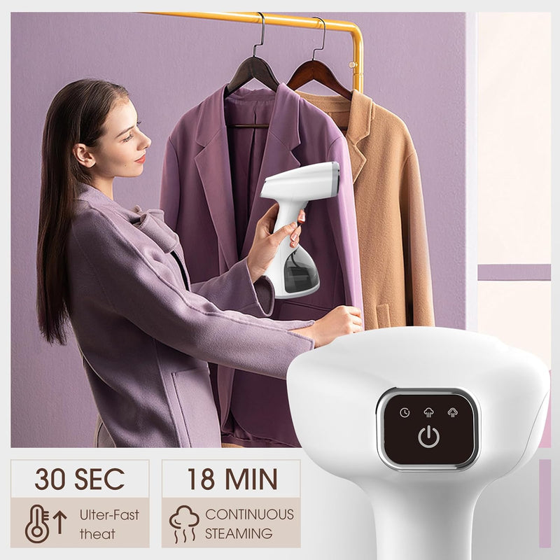 Steamer for Clothes, Handheld Clothes Steamer, 1500W Garment Steamer with 300ml Detachable Water Tank, 30s Fast Heat-up, Auto-Off, Steam Iron Fabric Wrinkle Remover with Brush (Grey)