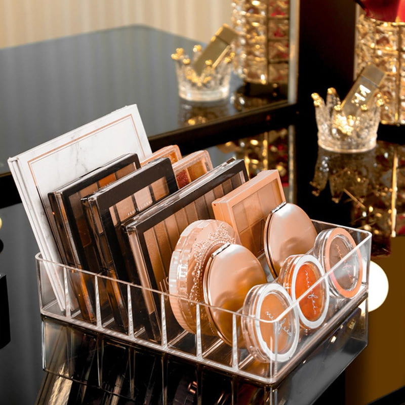 U-HOOME Acrylic Cosmetic Storage Display Boxes, Makeup Organizer 7-Compartment Storage For Eyeshadow, Contour Kits, Blush For Dresser & Vanity