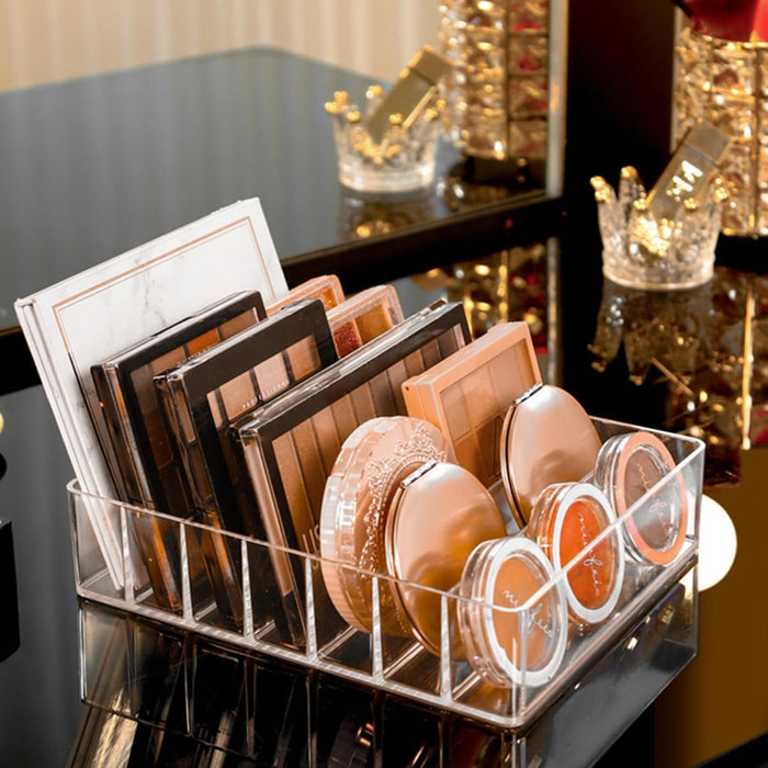U-HOOME Acrylic Cosmetic Storage Display Boxes, Makeup Organizer 7-Compartment Storage For Eyeshadow, Contour Kits, Blush For Dresser & Vanity