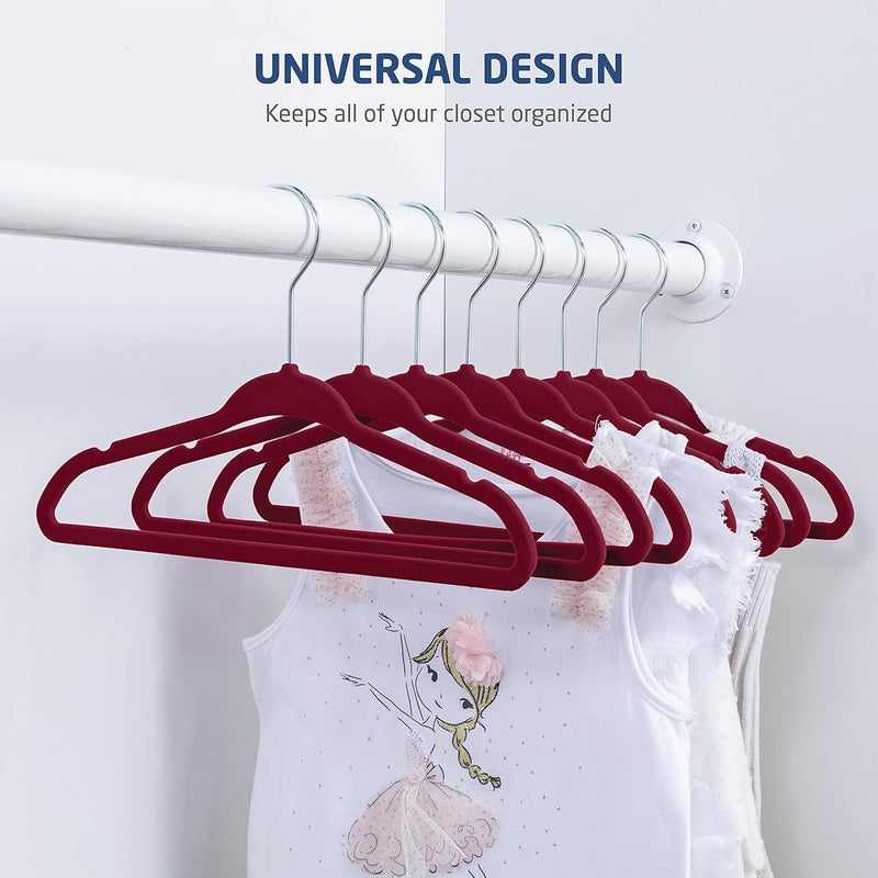 ZOBER Hangers For Baby Clothes - Chrome Swivel Hook - Non Slip Toddler Hangers for Baby and Children Clothes Space saving - Hanger for Everyday Use Set Of 10 - Pink