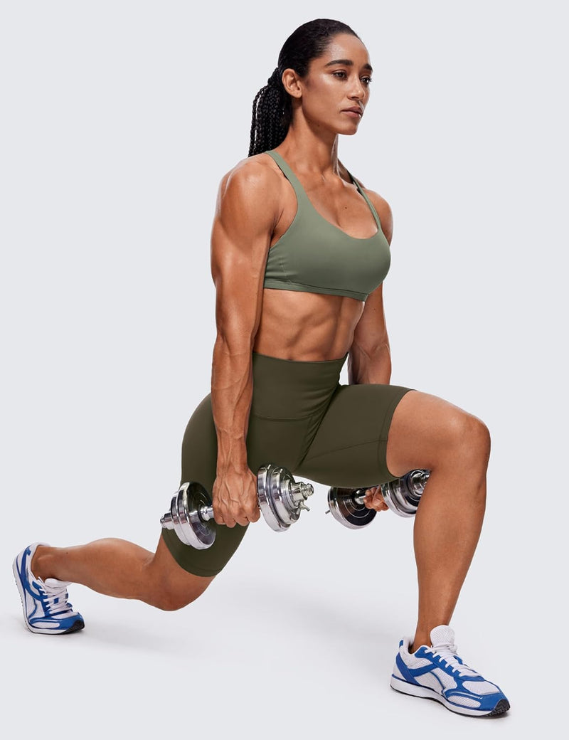 CRZ YOGA Women's Cute Yoga Sports Bra Strappy Sexy Back Padded Low Impact Workout Clothes Bra Tops