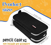 Revhq Pencil Case, Pen Bag, Pouch, Canvas Zipper 3 Compartment Large Case Organizer For School College Pouches - Black