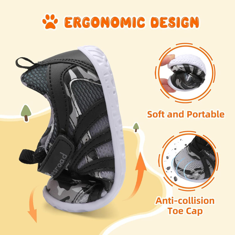 L-RUN Toddler Boys Girls Sneakers Kids Breathable Walking Shoes Barefoot Strap Non-Slip Sole Tennis Shoes