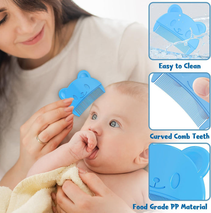 NALACAL 3 Pcs Baby Comb Baby Cradle Cap Comb Baby Hair Brush Toddler Comb Toddler Hair Brush Newborn Baby Bath Essentials (Blue)
