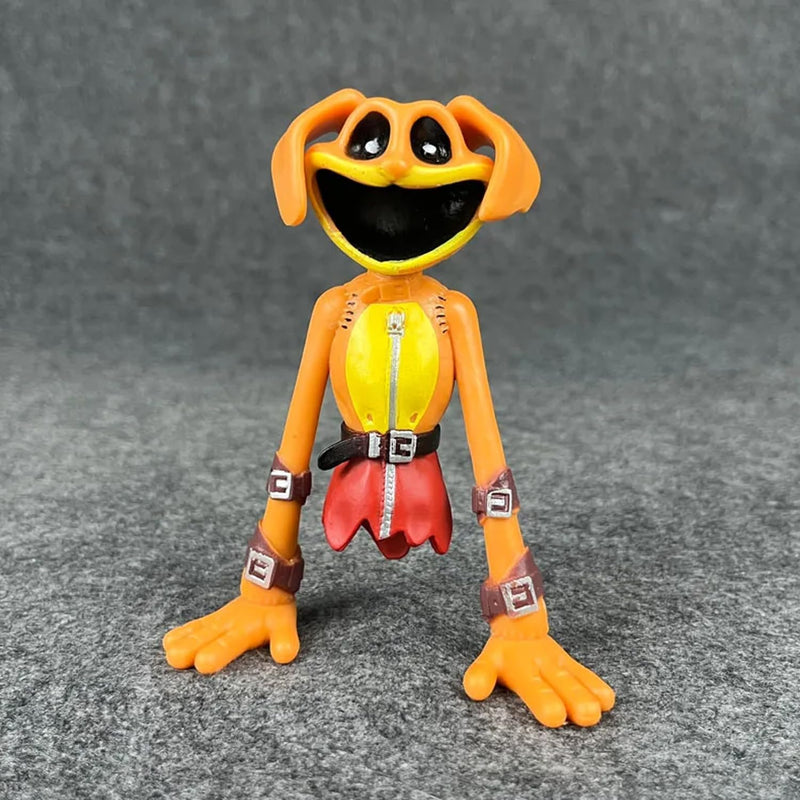 2PCS Smiling Critters Models Purple Cat & Orange Dog Collectible Monster Set for Gifts, Game Fans, and Cake Decoration