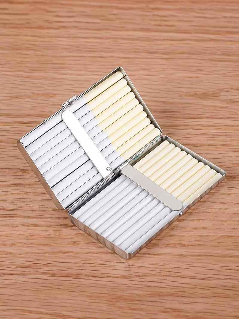KUGUAN Stainless Steel Cigarette Case, 20pcs Slim/100's or 14pcs Regular/King Size, Moisture Proof, Durable, Portable, Good for Gift