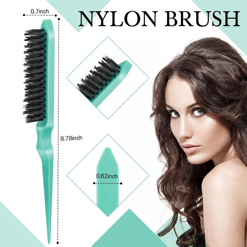 Geiserailie 3 Pcs Slick Back Hair Brush Set Bristle Brush Edge Control Teasing Comb for Women Black Hair(Black)