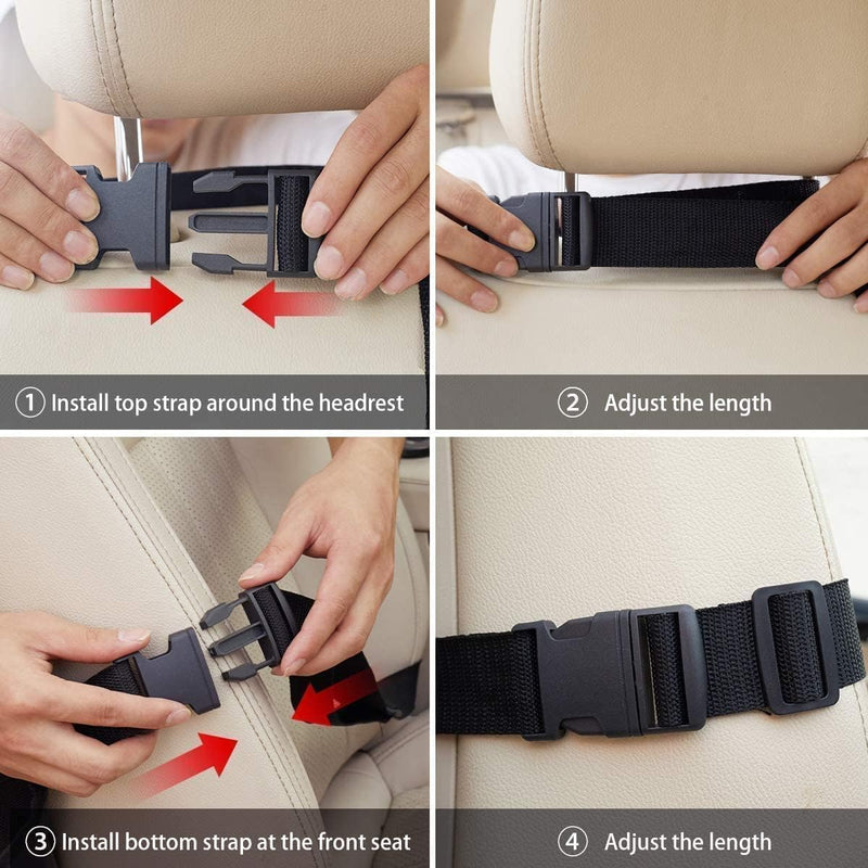 Joyzzz Car Seat Organiser, 2 PCS Black Backseat Organizer with Multiple Pockets, Durable Seat Protector for Kids and Toddlers, Travel Accessories for Family Road Trips