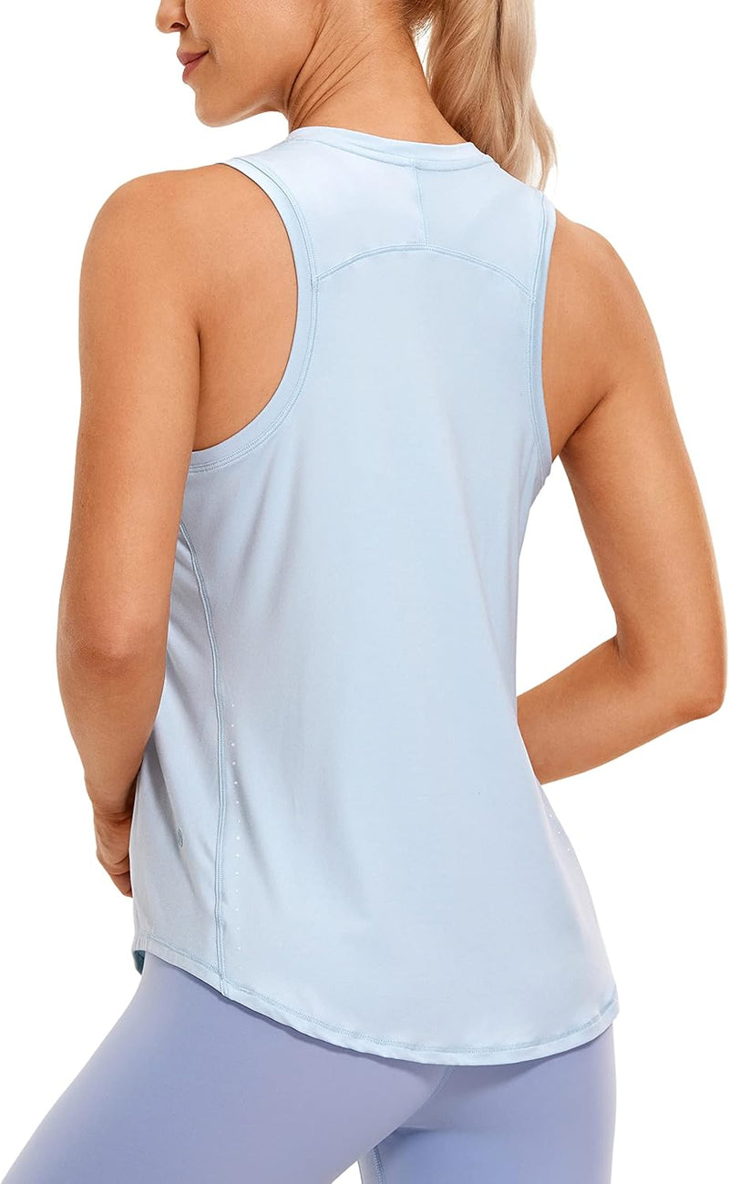 CRZ YOGA Lightweight Tank Top for Women Racerback Sleeveless Workout Tops High Neck Athletic Running Shirts
