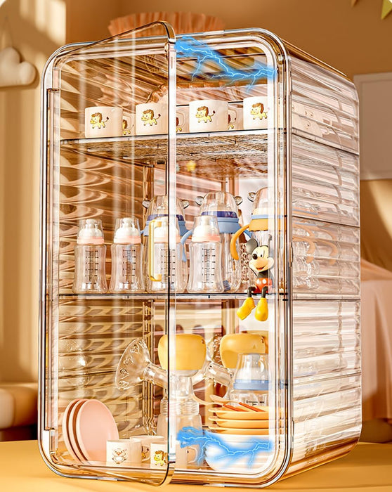 Makeup Storage Organizer,Large Capactiy Perfume Skincare Organizer with Divider,4 Layer Dustproof Cosmetic Display Cases with Magnetic Door for Vanity,Skincare,Bathroom Countertop (Clear-4tier)