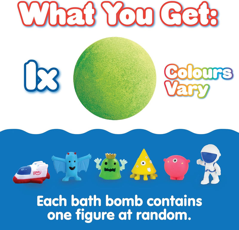 Zimpli Kids Large Alien Surprise Bath Bomb, The Bath Bomb Contains 1 of 6 Surprise Fruit Toys to Collect, Mystery Toys for Boys & Girls, Collectible Toy, Party Bag Favours Fillers, Novelty & Gag Toys