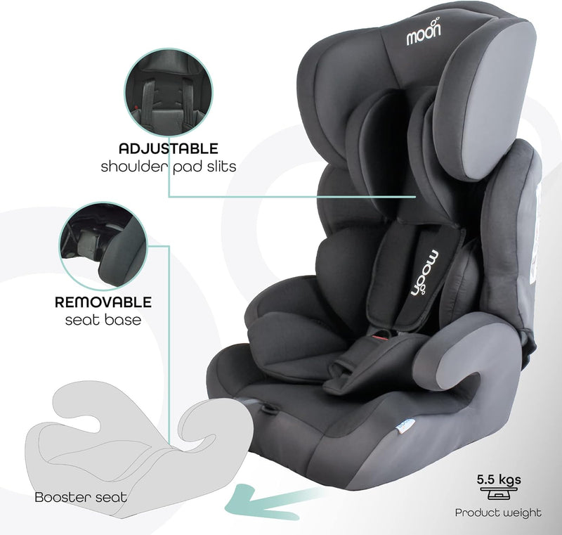 The Moon Brand Tolo Car Seat – Baby Travel Gear for Kids (9m to 11yrs) – ForwardFacing Child Booster Seat w/ Adjustable Headrest – Group 123 Comfort Car Accessories – Green