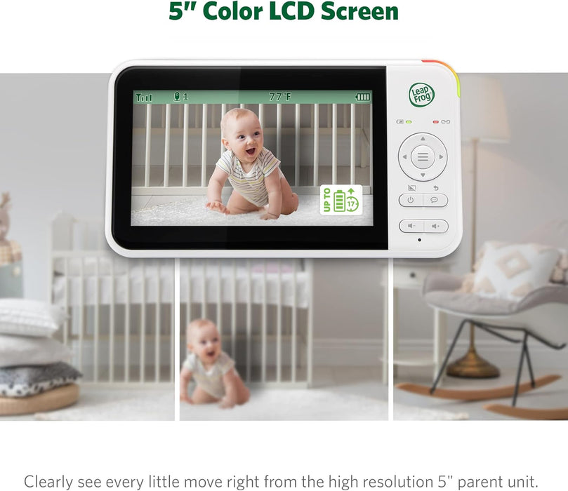 LeapFrog LF2415 Baby Monitor, 5” IPS LCD Screen, 1000ft Range, Night Vision, Soothing Lullabies, NightLight, 2-Way Audio, Temperature Sensor, SecureTransmission No WiFi