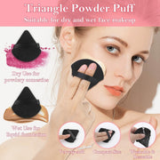 Audab Disposable Makeup Applicators Kit with Triangle Puff Mixing Palette, Artist Supplies Disposable Mascara Wands, Lip Brushes, Hair Clips Powder Puffs for Face with Storage Box - beige